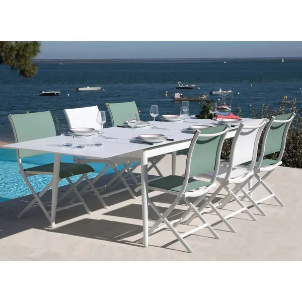 Lot de 2 Chaises de jardin pliantes Elégance - blanc- toile TPEP Soft Touch - PROLOISIRS
