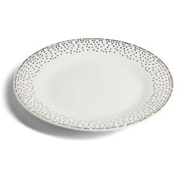 Assiette à dessert ronde Ø19cm porcelaine pois blanc et doré