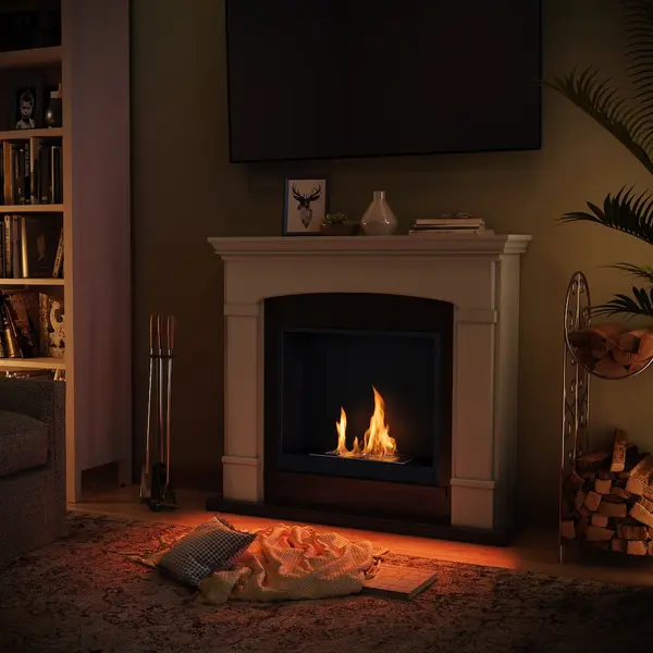 Cheminée bioéthanol - FreeFlame HELMI - flamme réelle sans conduit - beige - TAGU