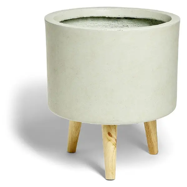 Cache pot argile gris sur trépied Ø29xH19cm