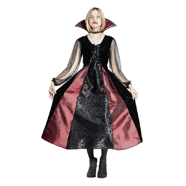 Déguisement adulte Halloween vampire robe noir et rouge - Taille L