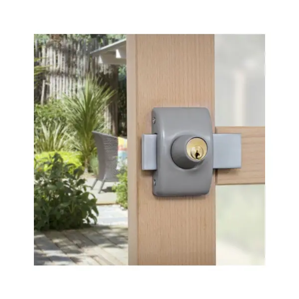 Verrou double entrée Design 5 pour porte d'entrée, cylindre 40mm, acier, 3 clés, argent - THIRARD