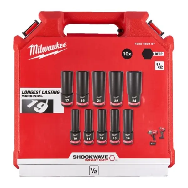 Jeu de douilles 10 pcs 1/2 - MILWAUKEE 4932480457