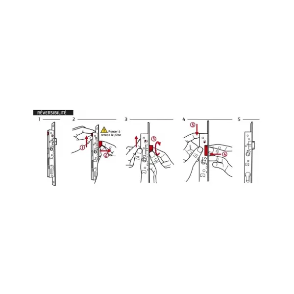 Boitier de serrure encastrable Decena à cylindre pour porte bois, ajustable, axe 40mm, 2pts, G-18294-00-0-1 - FERCO by THIRARD