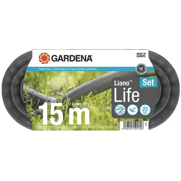 Kit tuyau Liano™Life 15m, Ø 13mm + pièces GARDENA System - léger et résistant - GARDENA