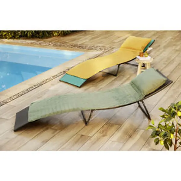 Coussin bain de soleil repose-tête intégré vert 60xL180cm