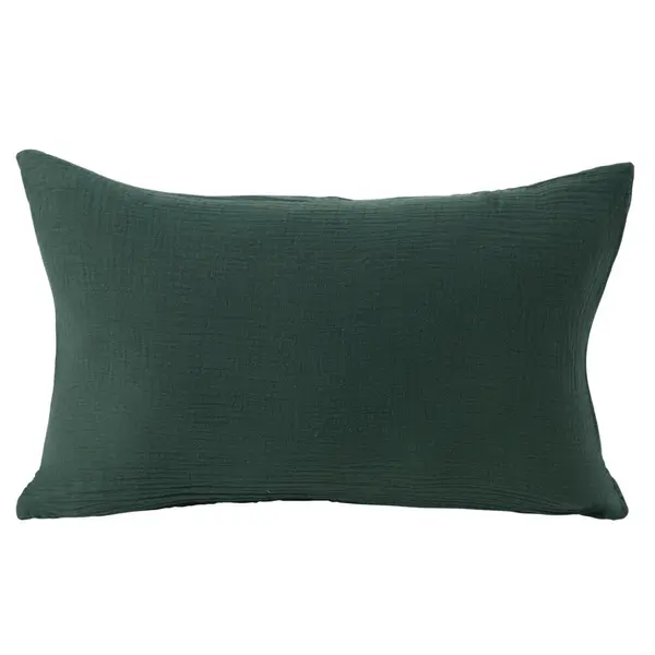Housse de coussin 30x50cm gaze de coton vert