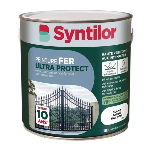 Peinture exterieure fer, aluminium Ultra protect SYNTILOR blanc satine 2l - SYNTILOR