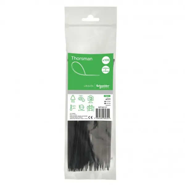 Schneider - Collier de serrage plastique en rilsan noir 200x2,5mm - nylon - lot de 100 colliers serre-câbles