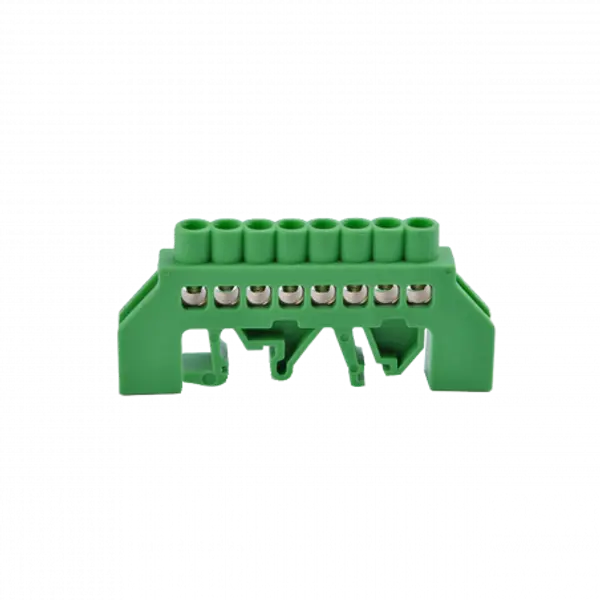 Bornier de terre en laiton isolé 8x10mm² - Fixation sur rail DIN