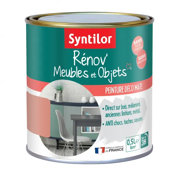 Peinture meuble et boiserie Rénov' SYNTILOR rose blush mat 0.5 l - SYNTILOR