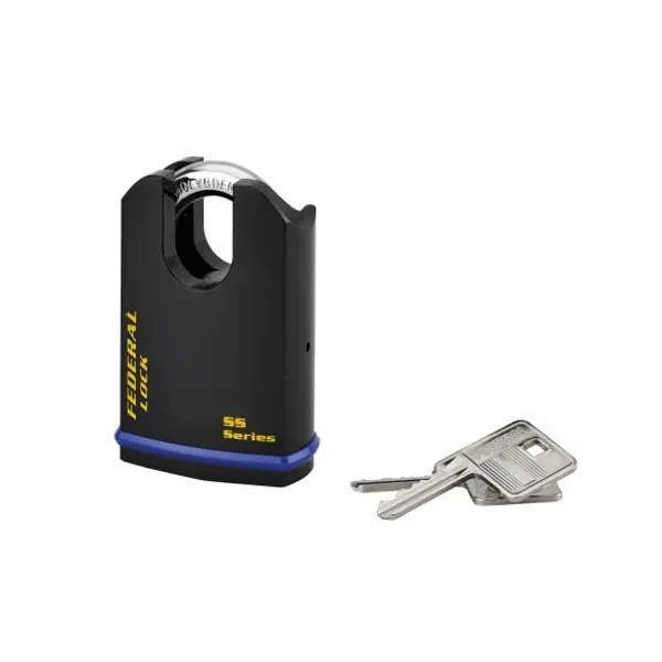 Cadenas à clé Fédéral Lock 720-P, acier, chantier, anse protégée molybdène, 54mm, 2 clés, noir - THIRARD