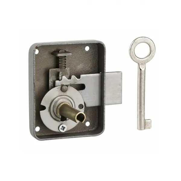 Serrure de meuble Paris pour porte d'ameublement, gauche, axe 35mm, 60x70mm, gris, 1 clé - THIRARD