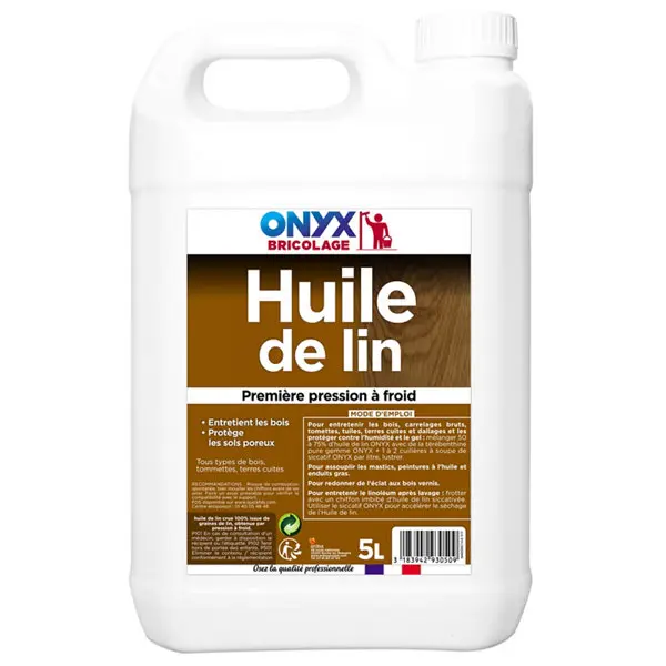 Huile de lin entretien, protection bois, carrelages, tomettes - 5 L