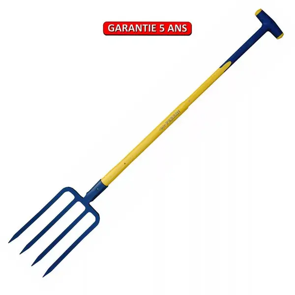 Fourche à bêcher à douille 4 dents 29 cm manche tri-gripp en T 90 - PERRIN
