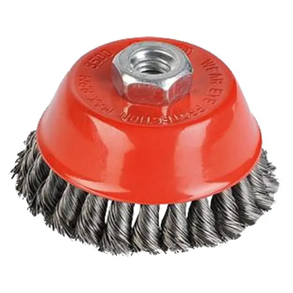 Brosse métallique rotative soucoupe Ø 90 mm fils torsadés en acier pour meuleuse - Kreator