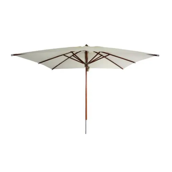 Parasol droit Eucalyptus en FSC mat central - 3 x 3 m - ecru - PROLOISIRS