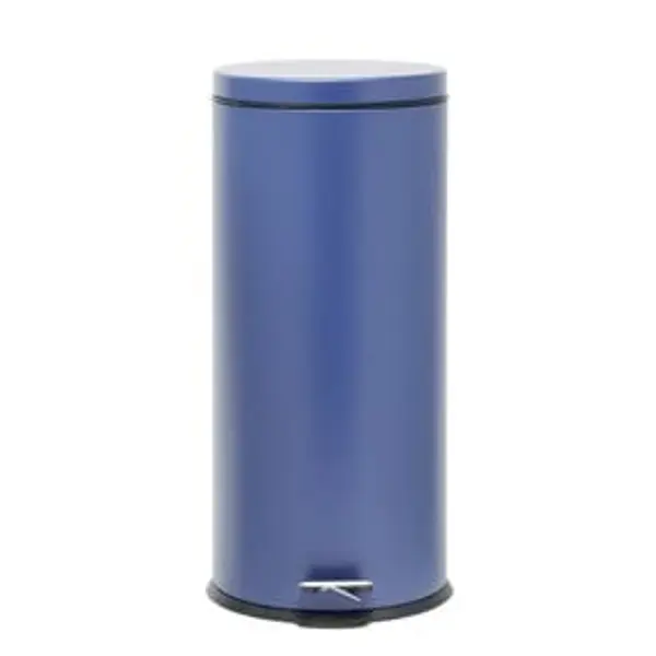 Poubelle ronde à pédale métal Bleu 30l