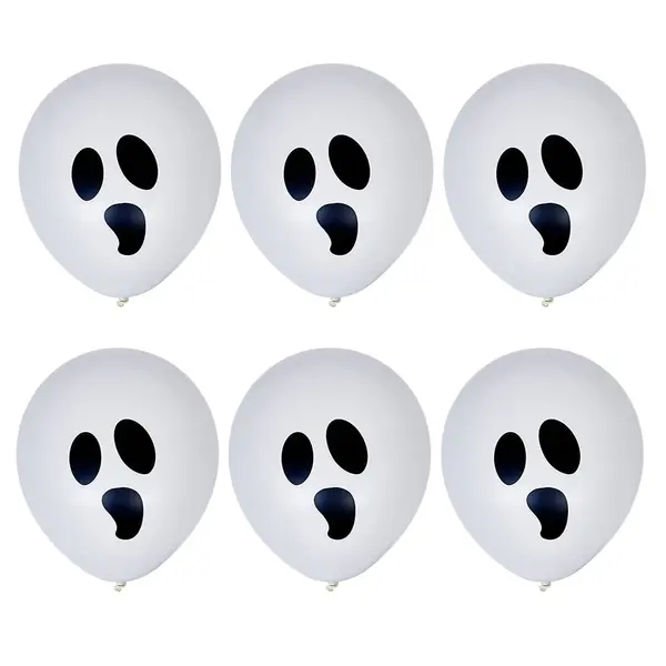 Ballon Halloween noir et blanc fantôme x6