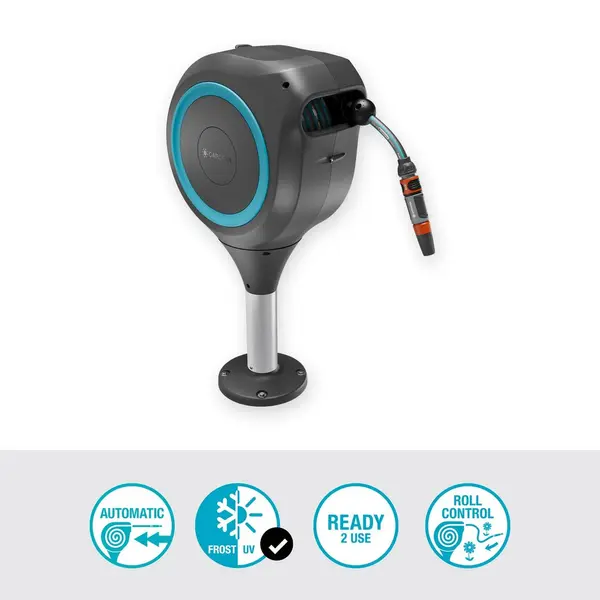 Dévidoir automatique pour terrasse RollUp S 15m - Bleu - GARDENA