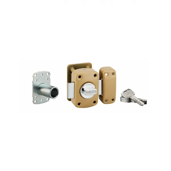 Verrou à bouton Transit 2 A2P* pour porte d'entrée, cylindre 45mm, acier, 4 clés, époxy bronze - THIRARD