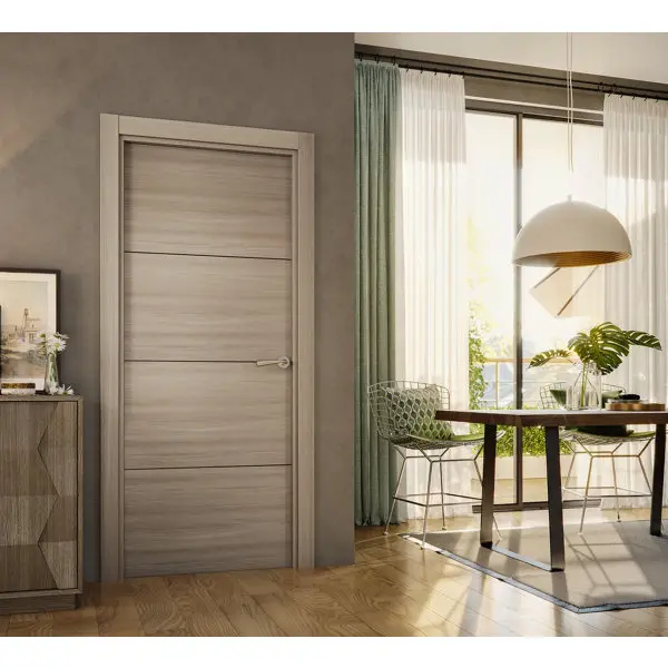 Bloc porte MDF effet chêne grisé poussant gauche VALI - H. 204 x l. 73 x ep. 3,5 cm