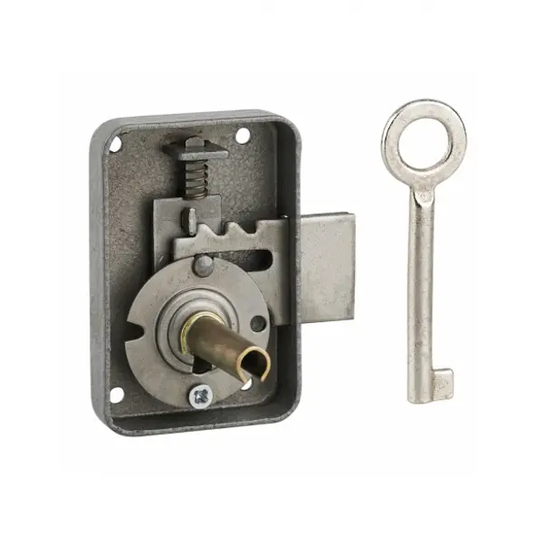 Serrure de meuble Paris pour porte d'ameublement, gauche, axe 25mm, 50x70mm, gris, 1 clé - THIRARD