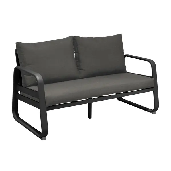 Canapé de jardin 2,5 places Tonio graphite/gris - Aluminium - coussins déhoussables - PROLOISIRS