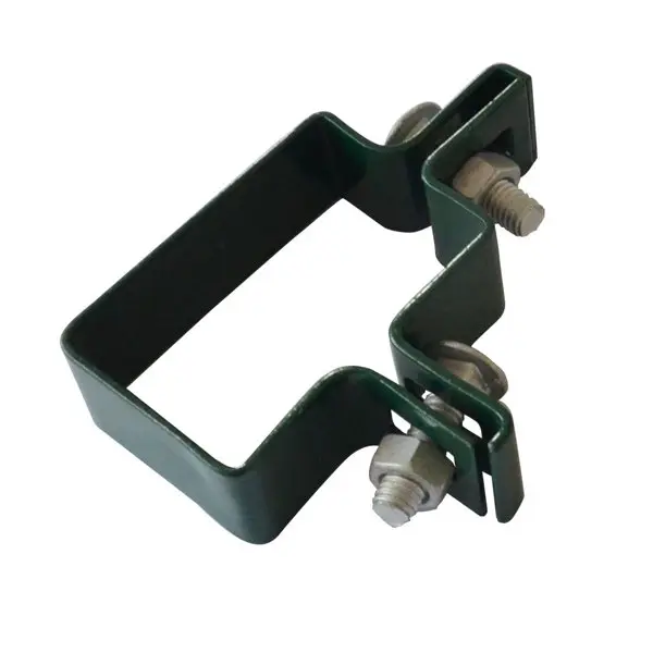 Fixation coin en acier vert pour poteau rectangulaire - l. 60 x l. 90 x h. 25 mm