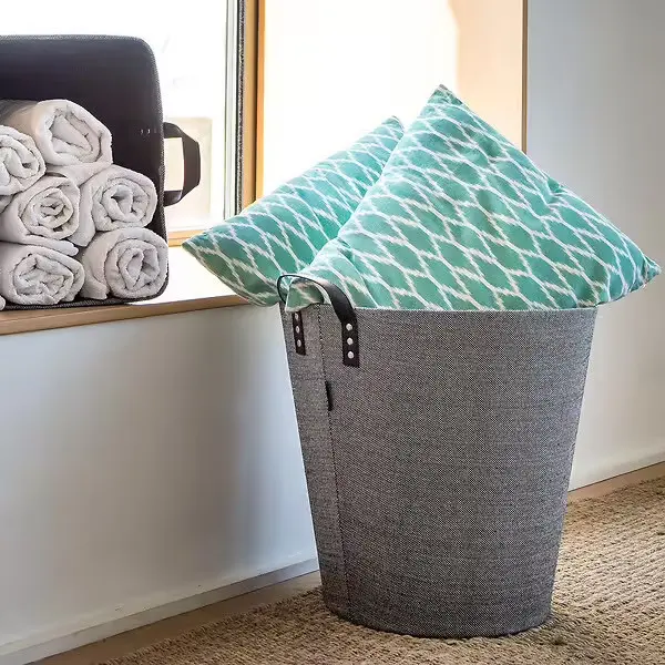 Panier à bûches et à granulés - Dama rond - gris - LE MARQUIER