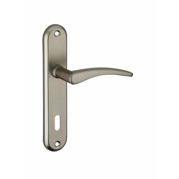 Ensemble de poignées pour porte de chambre Vesta trou de clé, carré 7mm, entr'axes 165mm, nickelé satiné - THIRARD