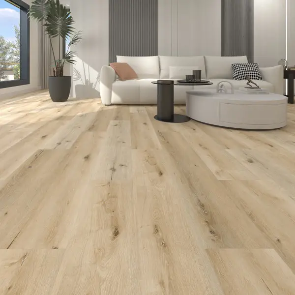 Sol PVC 4 mm cu0,55 lame 122 x 23 cm imitation bois clair clipsable
