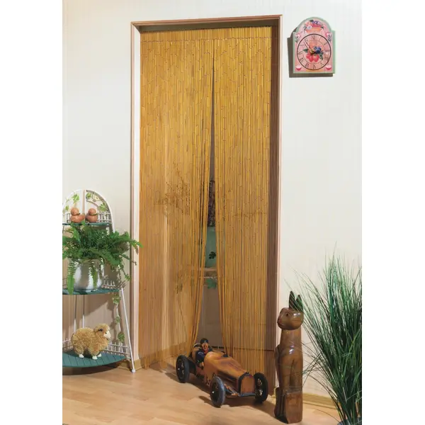 Rideau de porte - Naturel - 100 x 220 cm - bambou naturel verni 110 bâtonnets - Jardiline