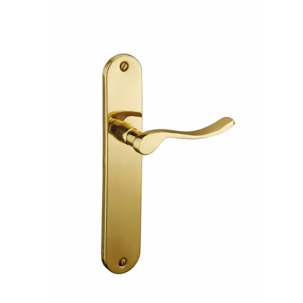 Ensemble de poignées pour porte intérieure Marianne sans trou, carré 7mm, entr'axes 195mm, laiton poli - THIRARD