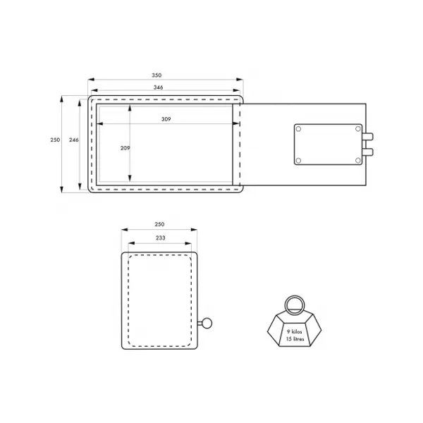 Coffret de sécurité à poser Sedan, fermeture par clé, 2 pênes, 15L - THIRARD