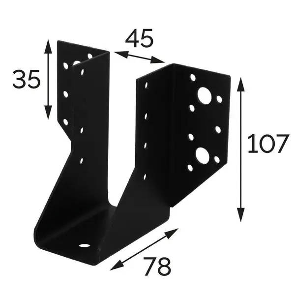 Sabot de charpente universel acier zingue noir Magnodur 45x107x78x35, SUKI - SUKI