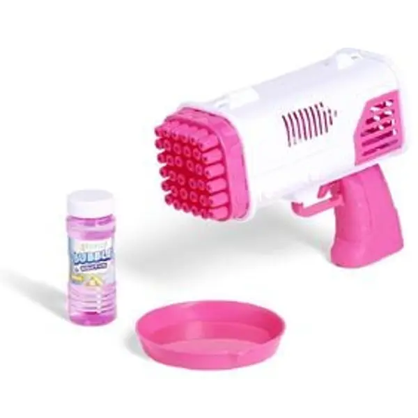 Pistolet à bulles bazooka 36 buses plastique rose