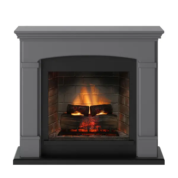 Cheminée électrique connectée 1400W - HELMI Powerflame 2 - effets flammes 3D et crépitement - Gris - TAGU