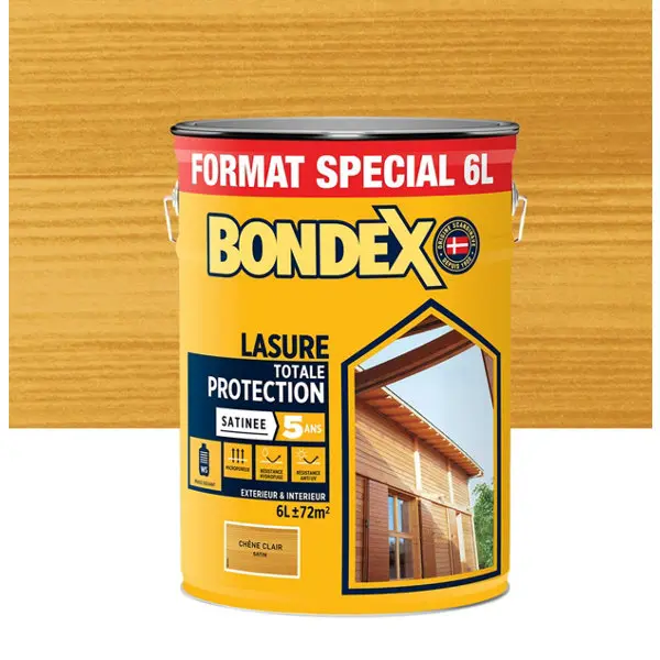 Lasure bois extérieur chêne clair satin hydrofuge 6 L