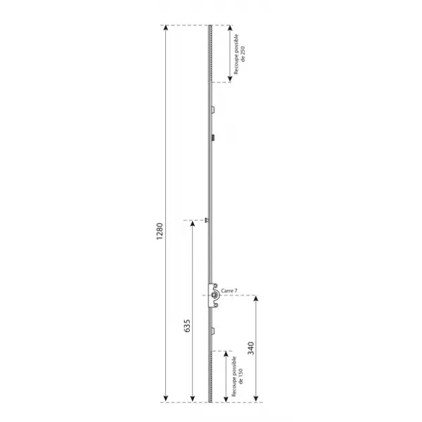 Crémone ouvrant à la française Unijet pour fenêtre pvc, axe 15mm, H. 1280mm, G-22044-00-0-1 - FERCO by THIRARD