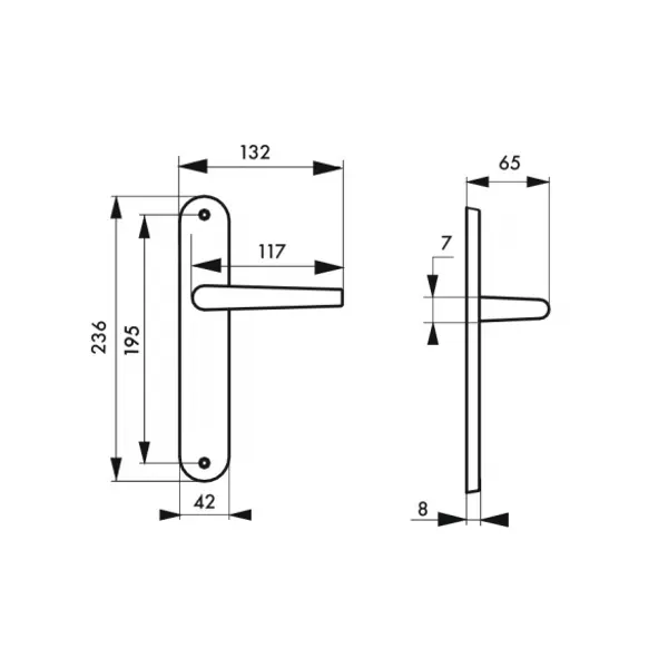 Ensemble de poignées pour porte intérieure Athena sans trou, carré 7mm, entr'axes 195mm, nickelé brossé - THIRARD