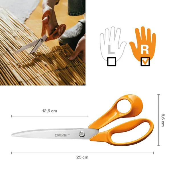 Ciseaux - longue lame - acier inox coupe précise durable - FISKARS