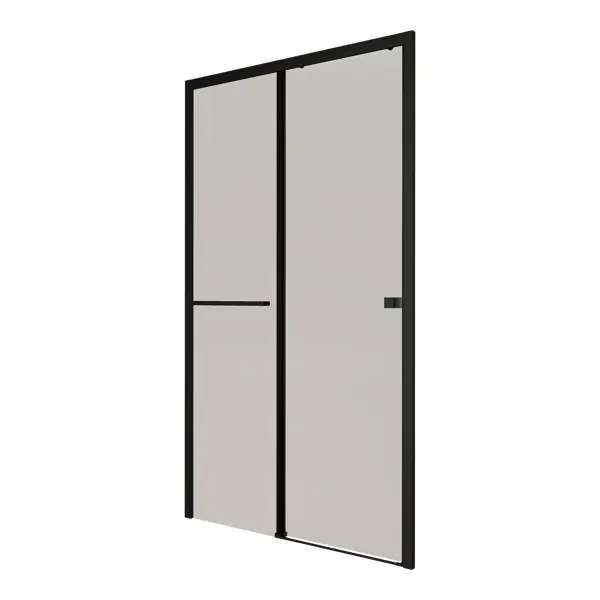 Porte de douche coulissante en verre trempé fumé 8 mm cadre noir mat l. 118 à 120 x H. 200 cm