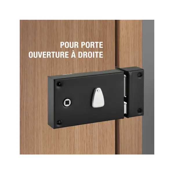 Serrure horizontale en applique 6 gorges à fouillot pour entrée, droite, axe 56mm, carré 7mm, 140x88mm, noir, 2 clés - THIRARD