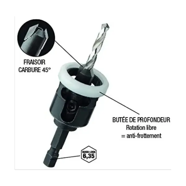 Kit complet terrasse forets, fraisoir et clé hexa double - 902