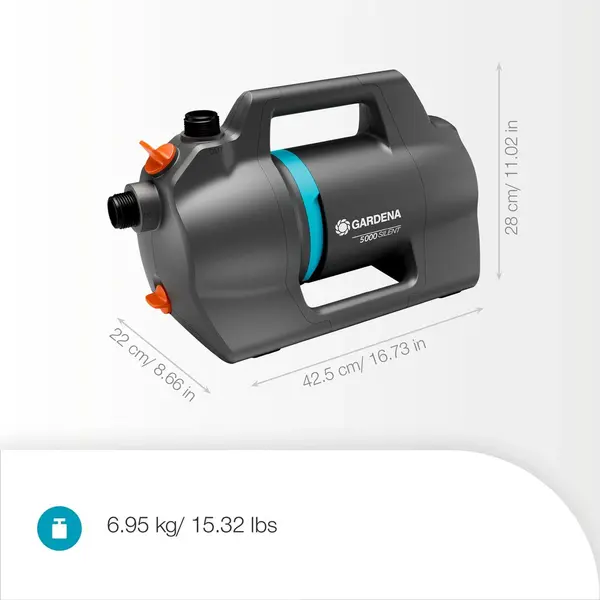 Pompe d’arrosage de surface 5000 Silent avec kit d’aspiration - 5000 l/h - 3,7 bar - GARDENA