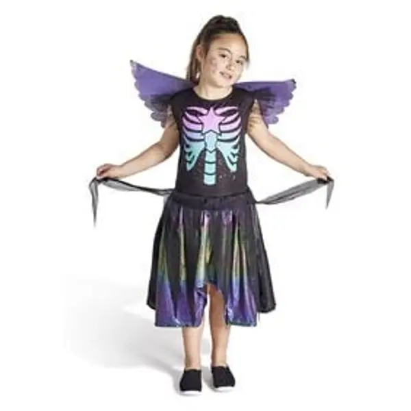 Déguisement enfant fée squelette robe et ailes multicolore 11/14ans