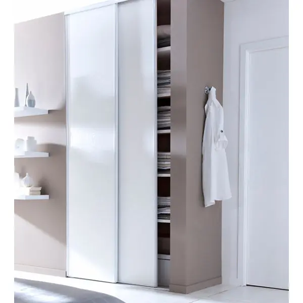 Lot de 2 portes de placard coulissantes décor blanc H. 250 x L. 120 cm