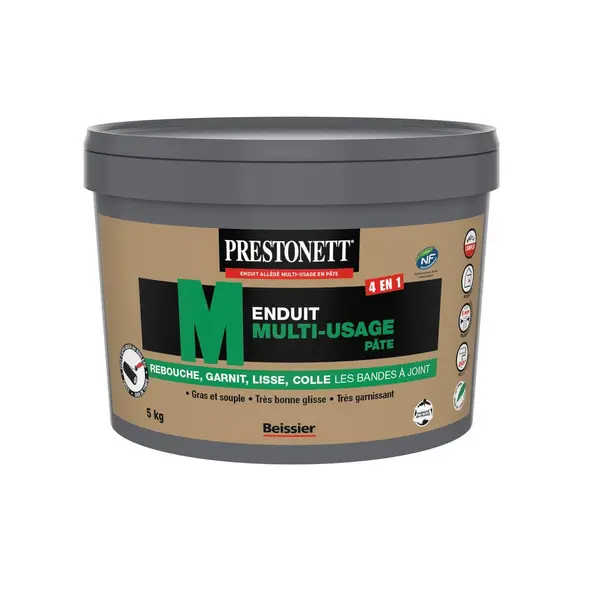 Enduit multifonction en pâte 4 en 1 PRESTONETT blanc 5 kg - PRESTONETT