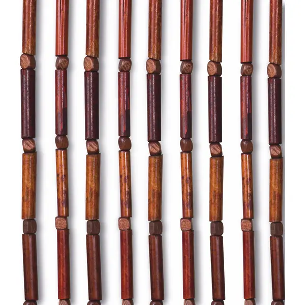 Rideau de porte - BAMBOU - 90 x 200 cm - bambou et perles de bois brun acajou - Jardiline